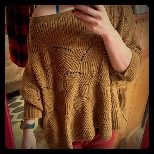 Gold off shoulder sweater size m/l